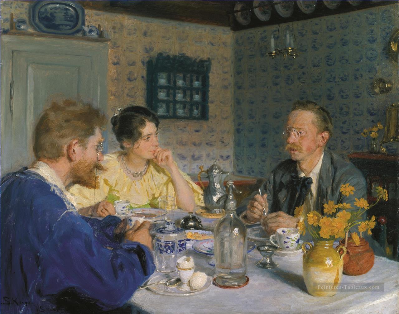 Un déjeuner L’artiste sa femme et l’écrivain Otto Benzon Peder Severin Kroyer Peintures à l'huile